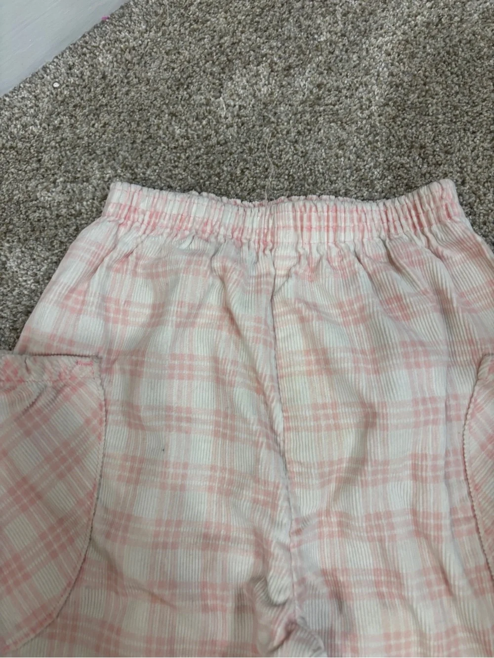 Vintage Osh Kosh pink and white plaid pants elastic waistband cottagecore sz 6